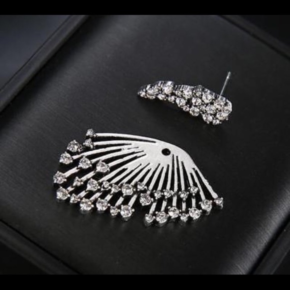 ❤️gorgeous pair silver zircon studded rhinestone - Picture 4 of 5